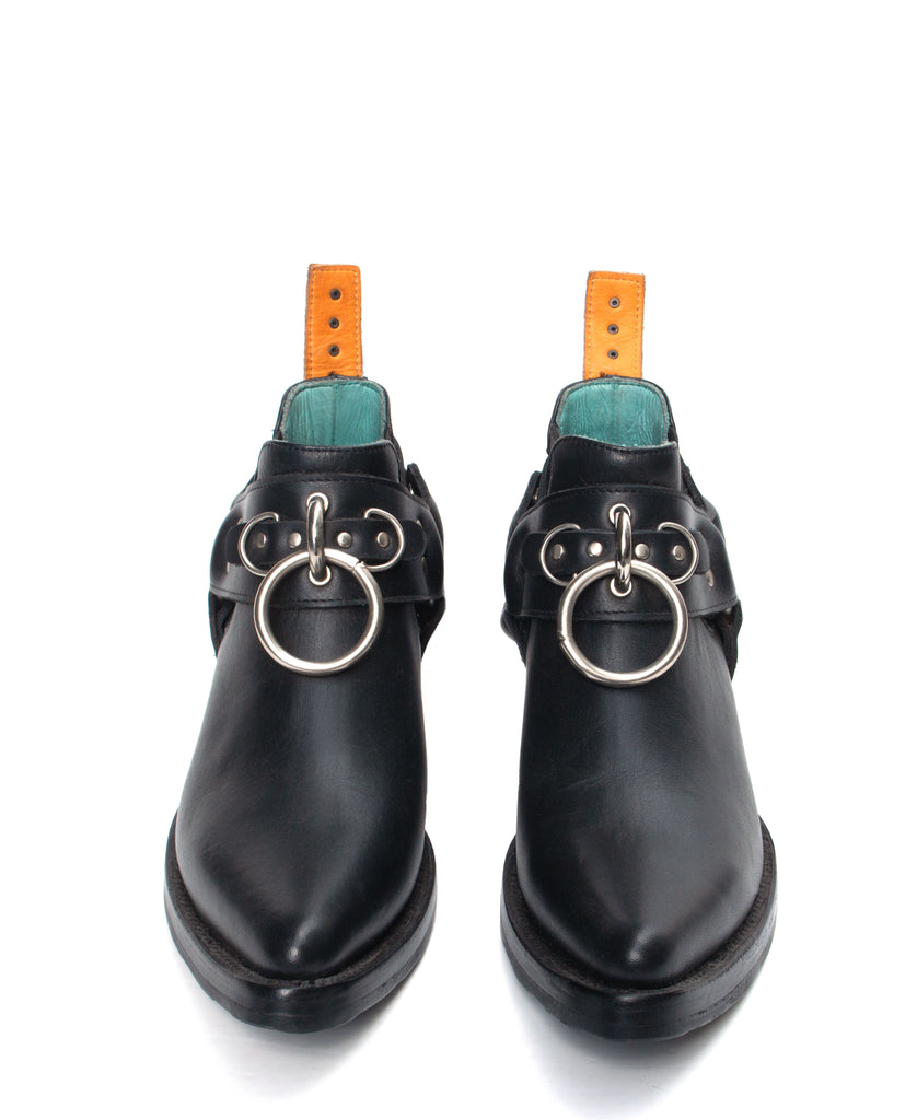 No.2202 FREEWAY Turbo O-Ring Slip-on Black Leather WOMEN