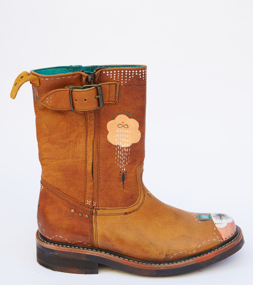 bunnie reiss x pskaufman... No.0030 HIGHWAY side zip boot Tan - pskaufmanfootwear