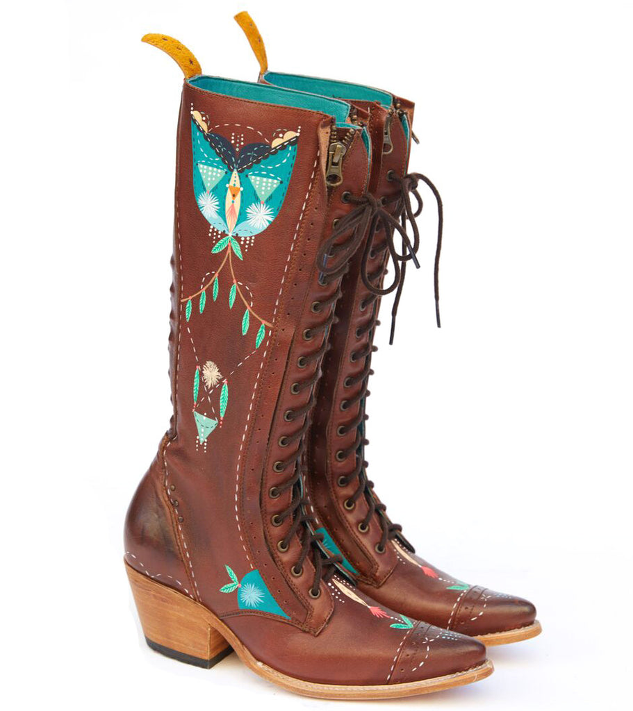 bunnies reiss x pskaufman... FREEWAY lace-up knee boot Tan - pskaufmanfootwear