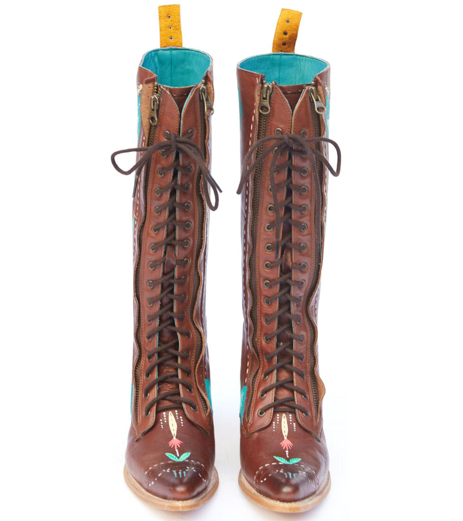 bunnies reiss x pskaufman... FREEWAY lace-up knee boot Tan - pskaufmanfootwear