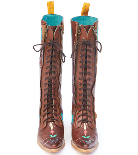 bunnies reiss x pskaufman... FREEWAY lace-up knee boot Tan - pskaufmanfootwear