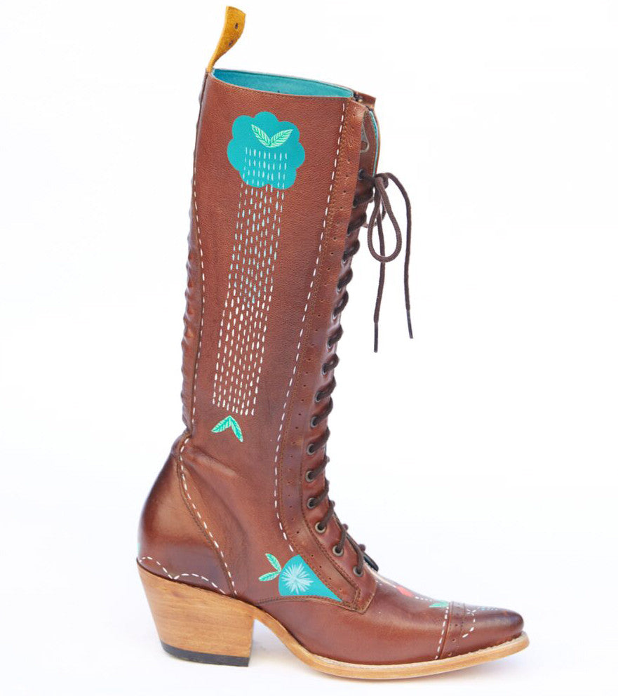 bunnies reiss x pskaufman... FREEWAY lace-up knee boot Tan - pskaufmanfootwear