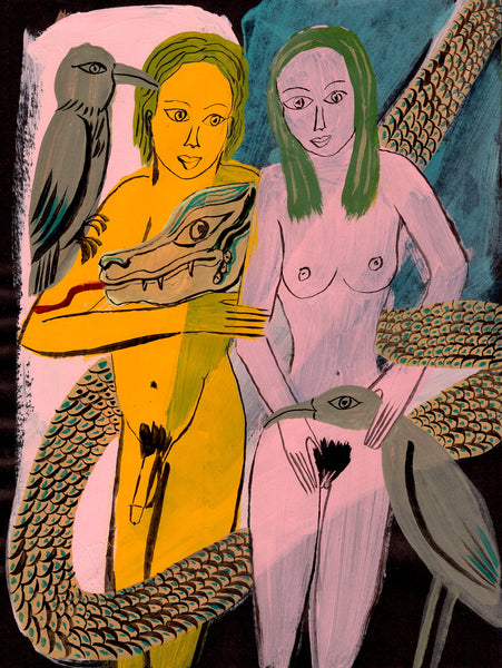 Couple with Birds and Dragon - pskaufmanfootwear