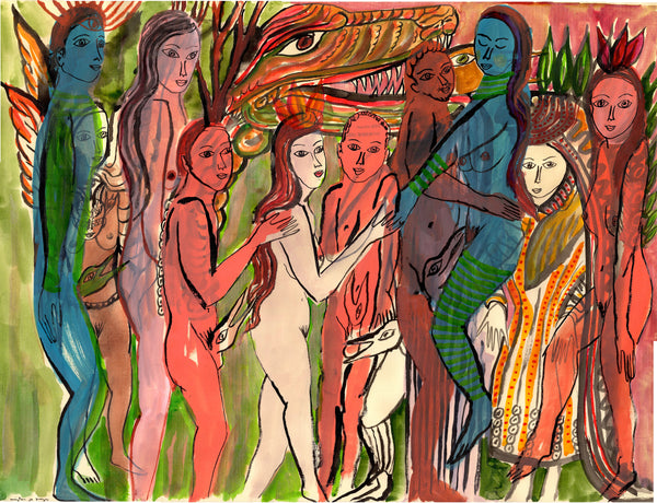 Maenads in Orange and Blue - pskaufmanfootwear