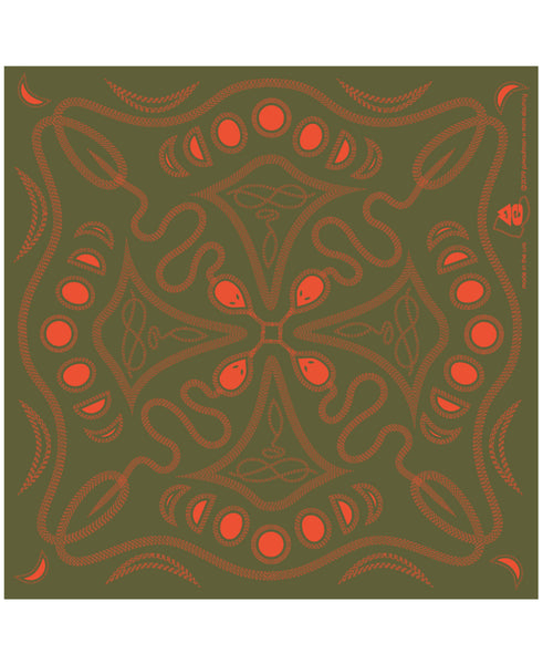 pskaufmanxME snakey bandana/ safety orange on army green