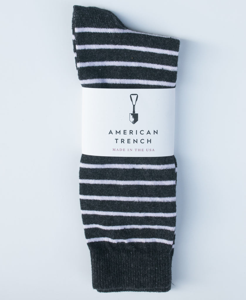 American Trench cotton breton stripe socks -carbon - pskaufmanfootwear