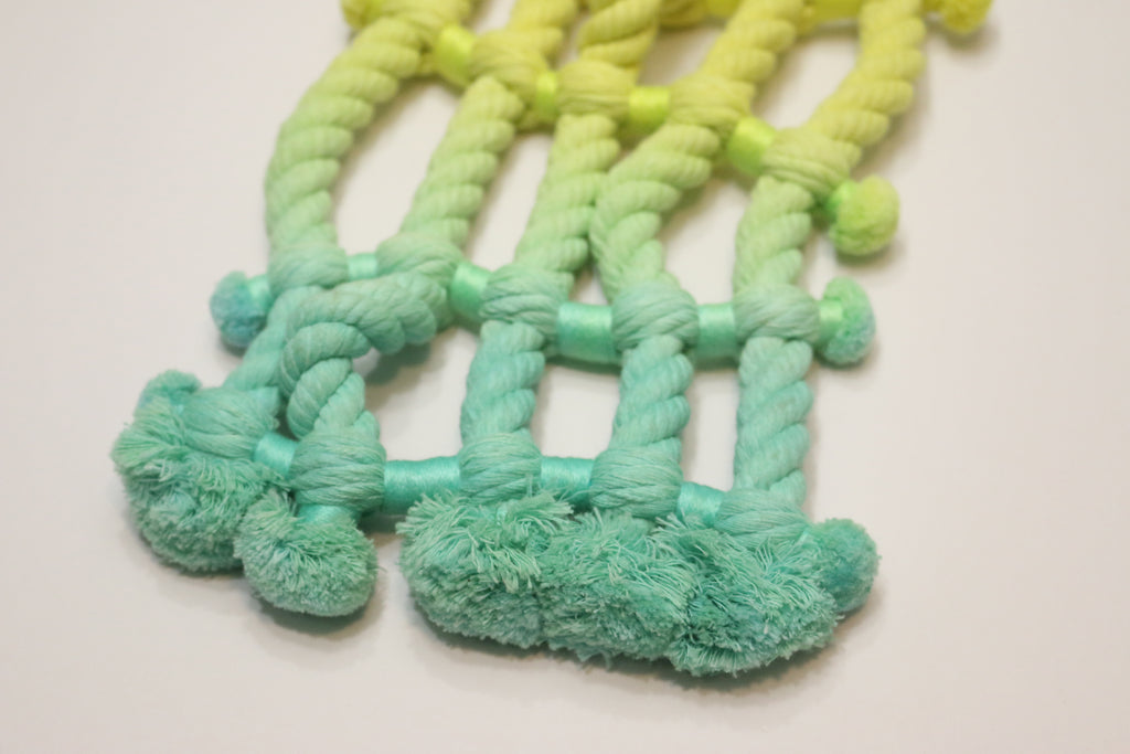 Neon Zinn Green Fade Wavy Grid Rope Necklace - pskaufmanfootwear