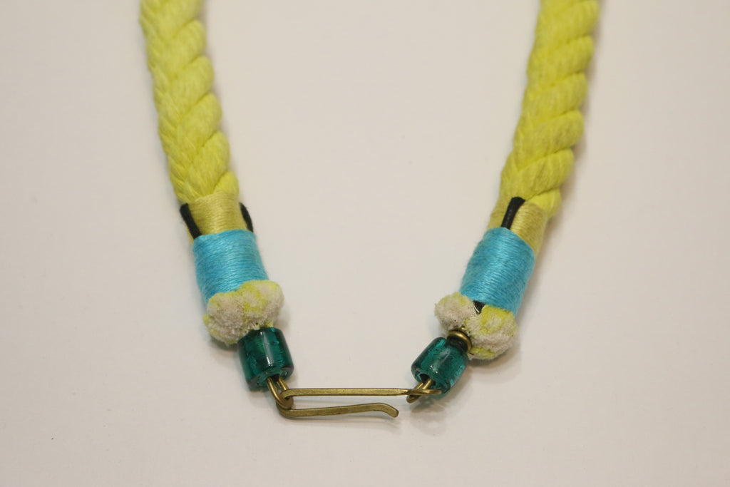 Neon Zinn Green Fade Wavy Grid Rope Necklace - pskaufmanfootwear