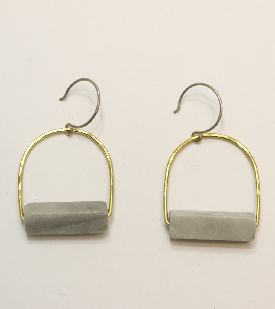 Holly Bobisuthi grey marble loop earrings - pskaufmanfootwear