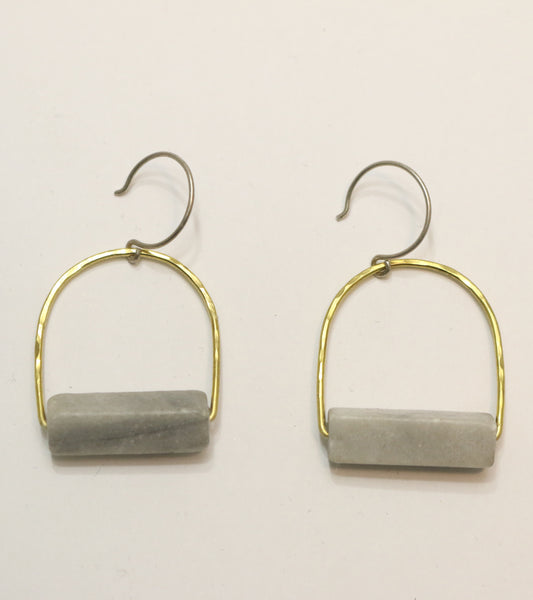 Holly Bobisuthi grey marble loop earrings - pskaufmanfootwear