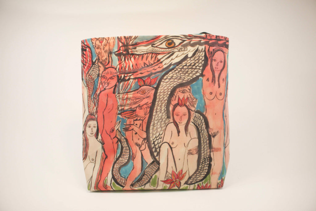 Arrington De Dionyso tote dragon and masks - pskaufmanfootwear