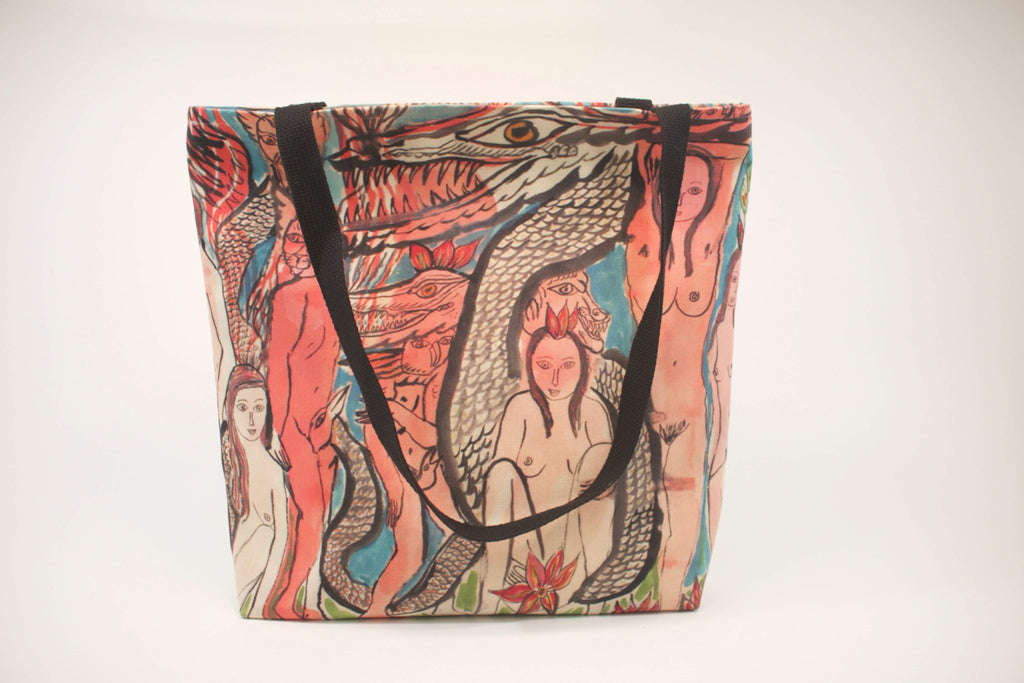 Arrington De Dionyso tote dragon and masks - pskaufmanfootwear