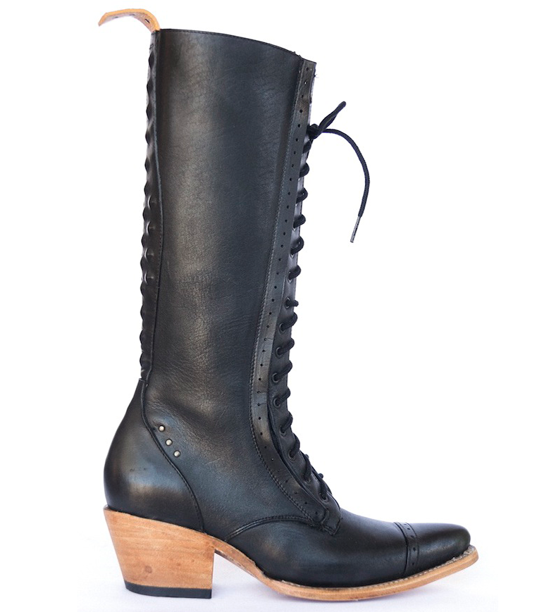 No.2002 FREEWAY lace-up knee boot Black - pskaufmanfootwear