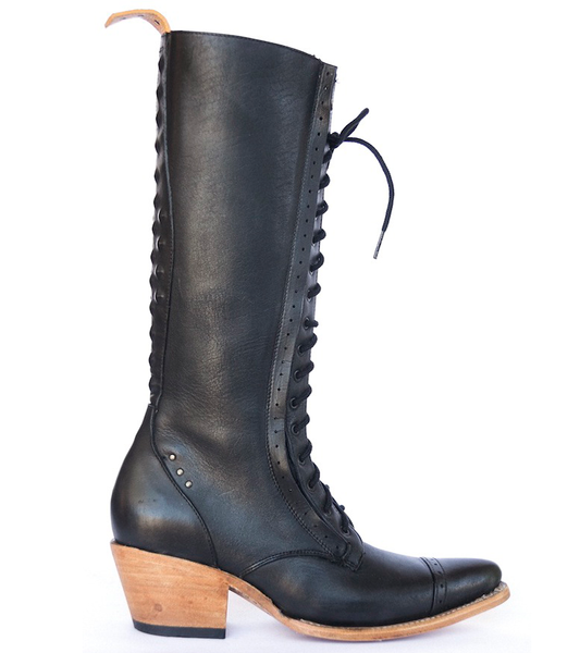 No.2002 FREEWAY lace-up knee boot Black - pskaufmanfootwear