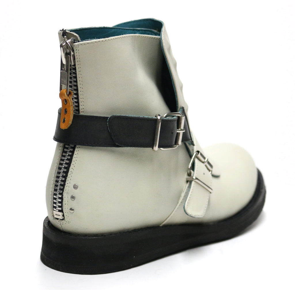 No.1011 ROADWAY back zip boot Bone - pskaufmanfootwear