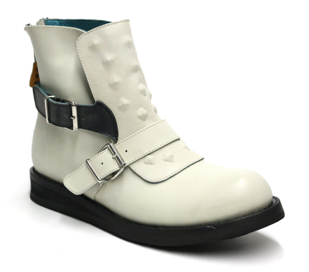 No.1011 ROADWAY back zip boot Bone - pskaufmanfootwear