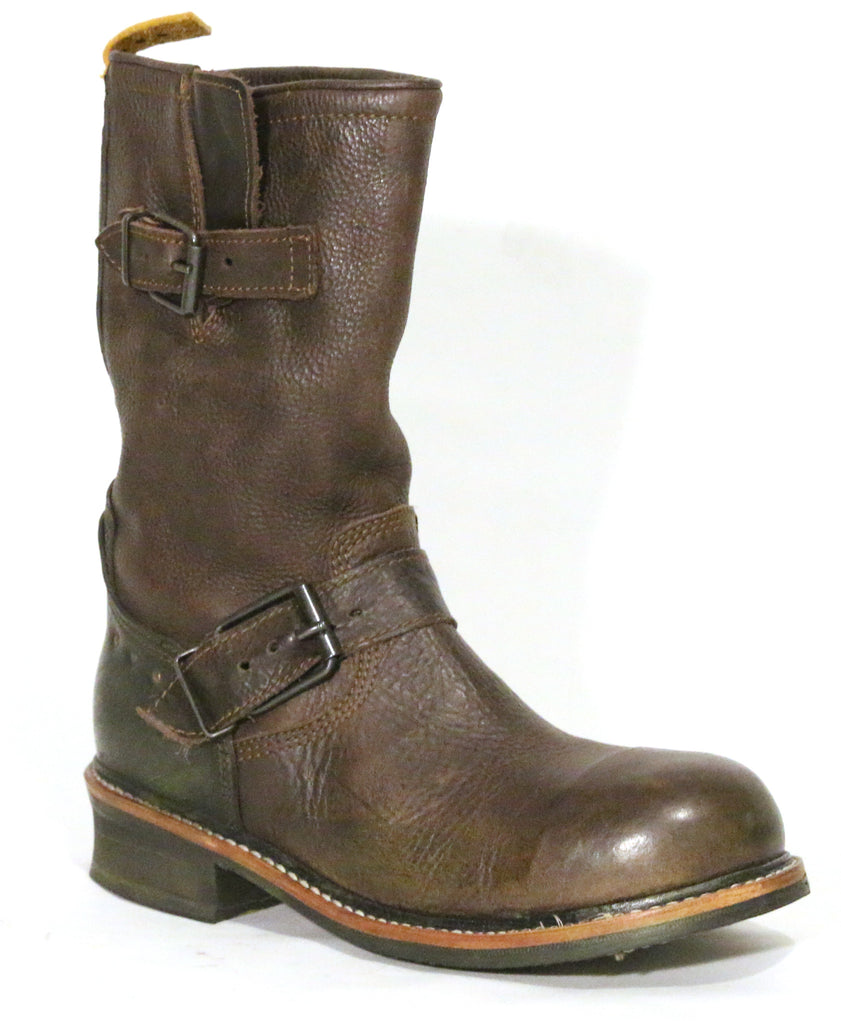 No.0002 INTERSECTION steel toe biker boot Brown - pskaufmanfootwear
