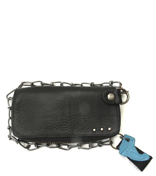 No.70017 chain wallet Black Leather - pskaufmanfootwear