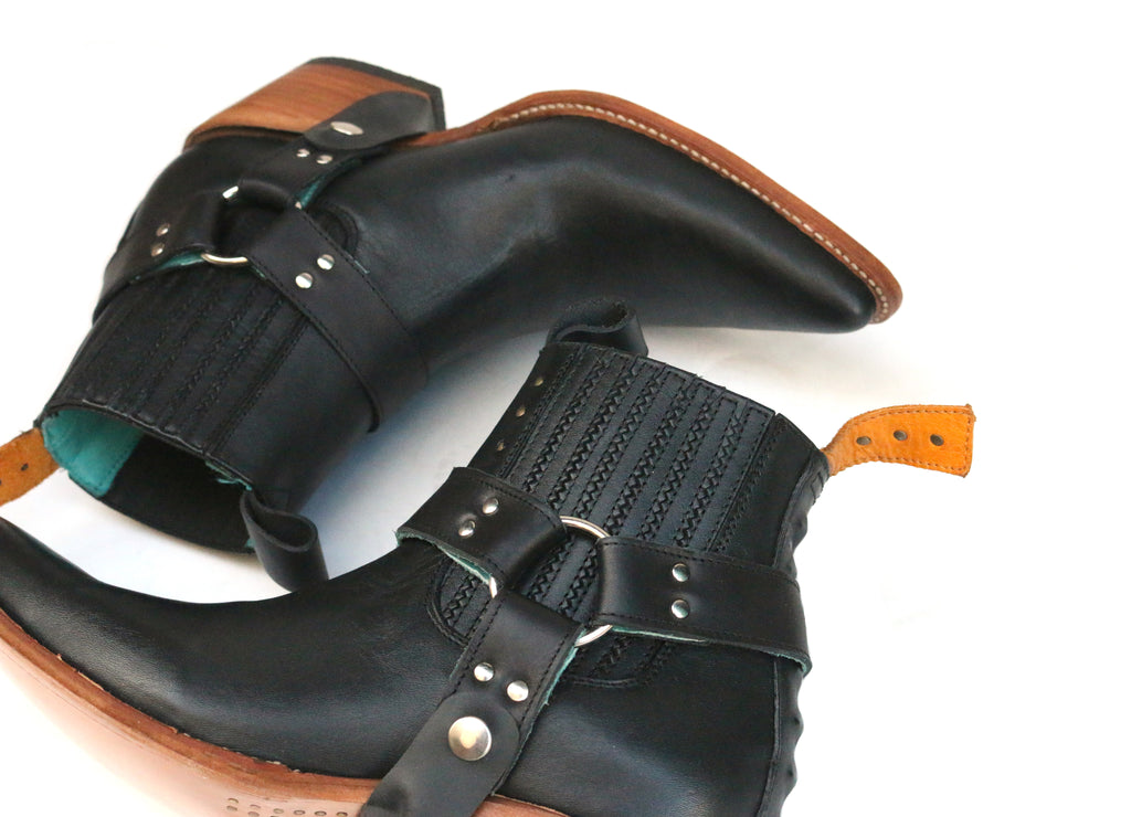 bump bootstrap set black leather - pskaufmanfootwear