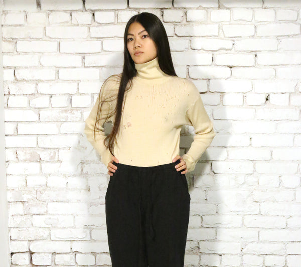 totally blown x pskaufman... Cream turtle neck - pskaufmanfootwear