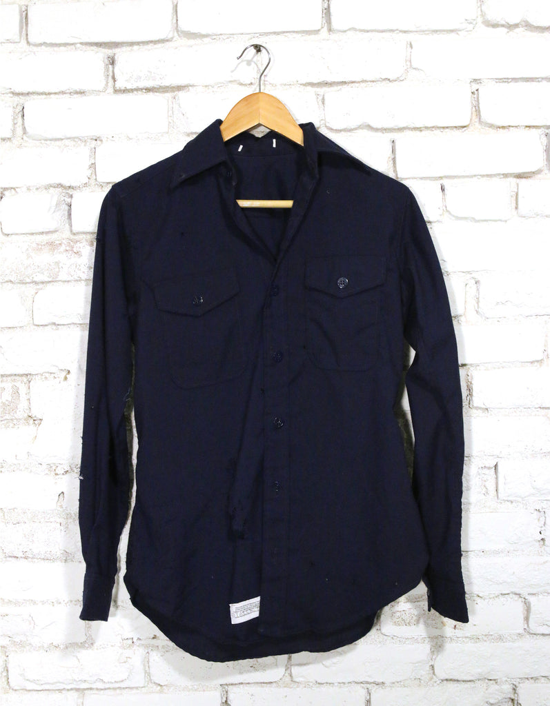 totally blown x pskaufman... dark blue button-up - pskaufmanfootwear