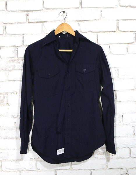 totally blown x pskaufman... dark blue button-up - pskaufmanfootwear