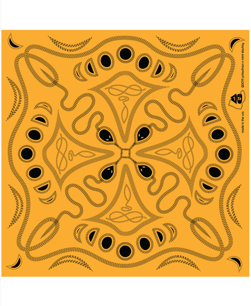 pskaufmanxME snakey bandana/ black on gold