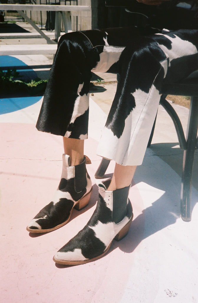 No.1001 FREEWAY chelsea boot Black + White Fur MEN - pskaufmanfootwear