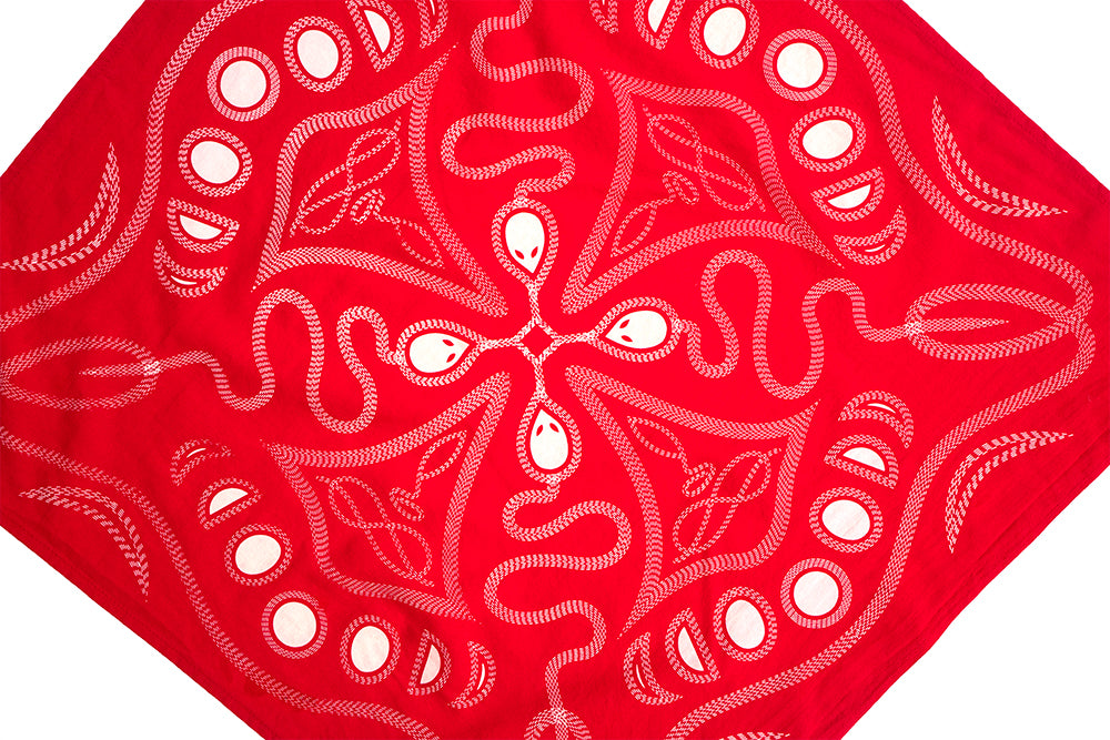 pskaufmanxME snakey bandana/white on red