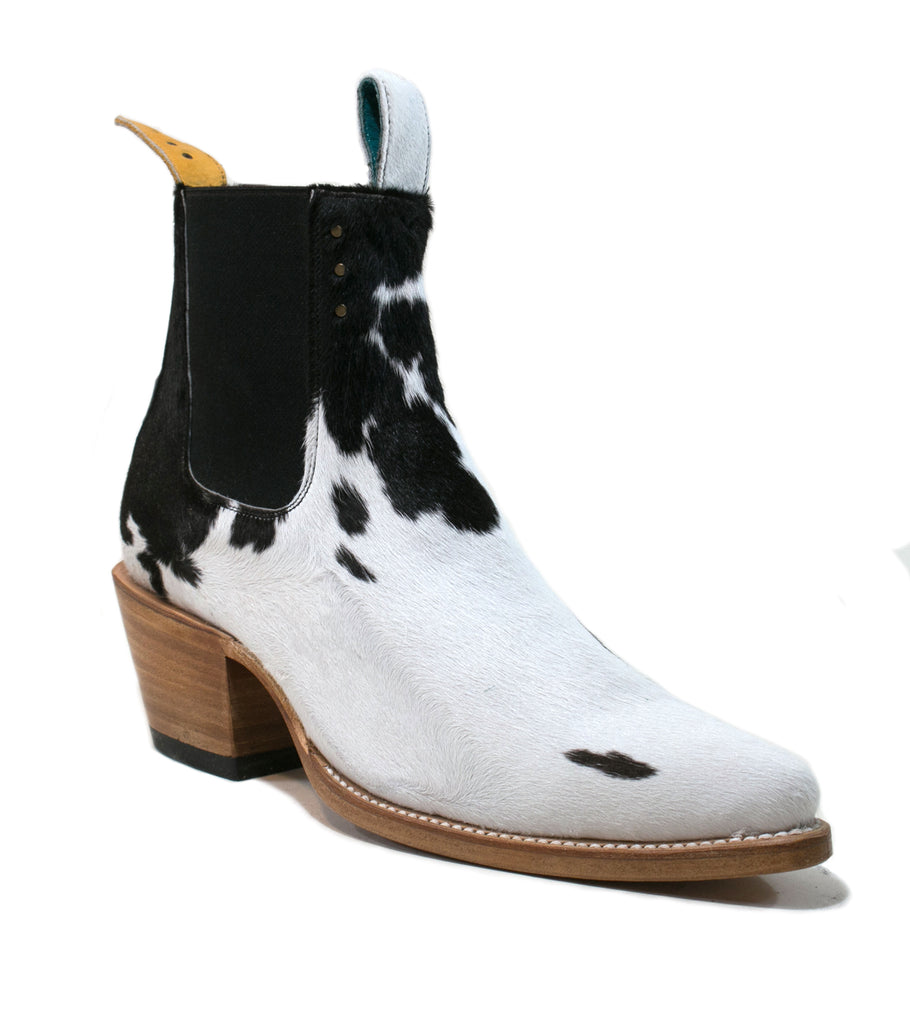 No.1001 FREEWAY chelsea boot Black + White Fur WOMEN - pskaufmanfootwear