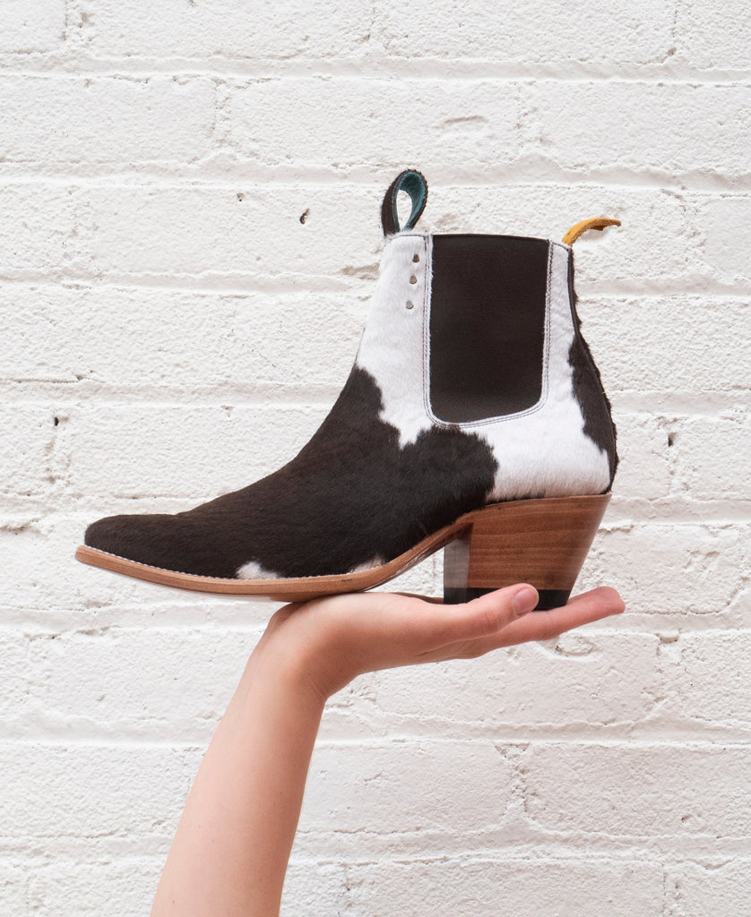 No.1001 FREEWAY chelsea boot Multi Tan + White Fur MEN