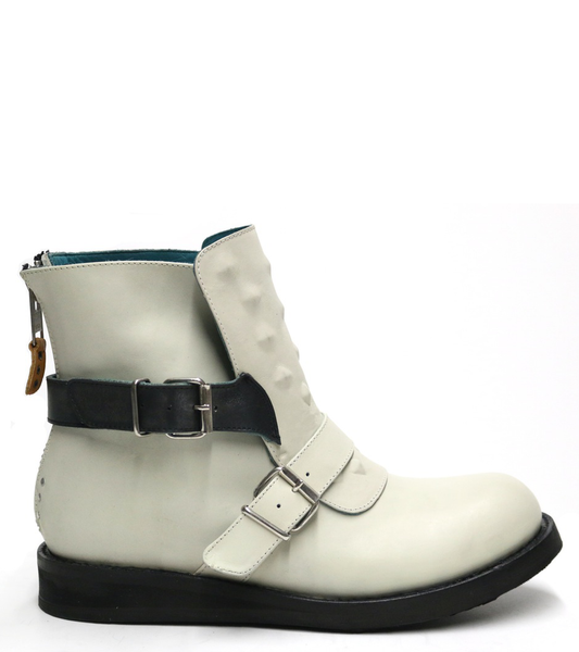 No.1011 ROADWAY back zip boot Bone - pskaufmanfootwear