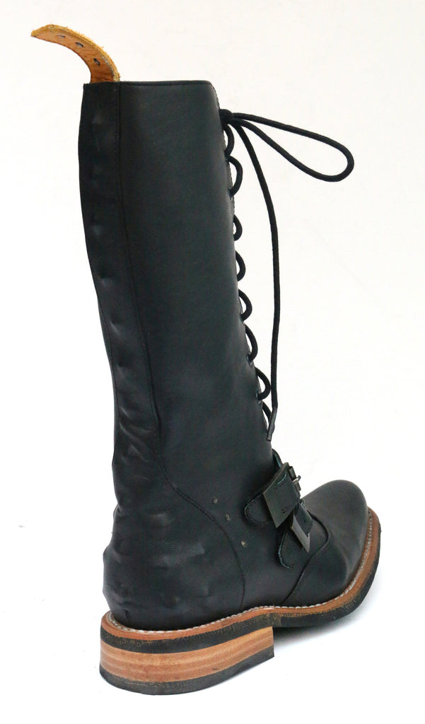 No.1036 TARMAC tall buckle lace boot Black - pskaufmanfootwear