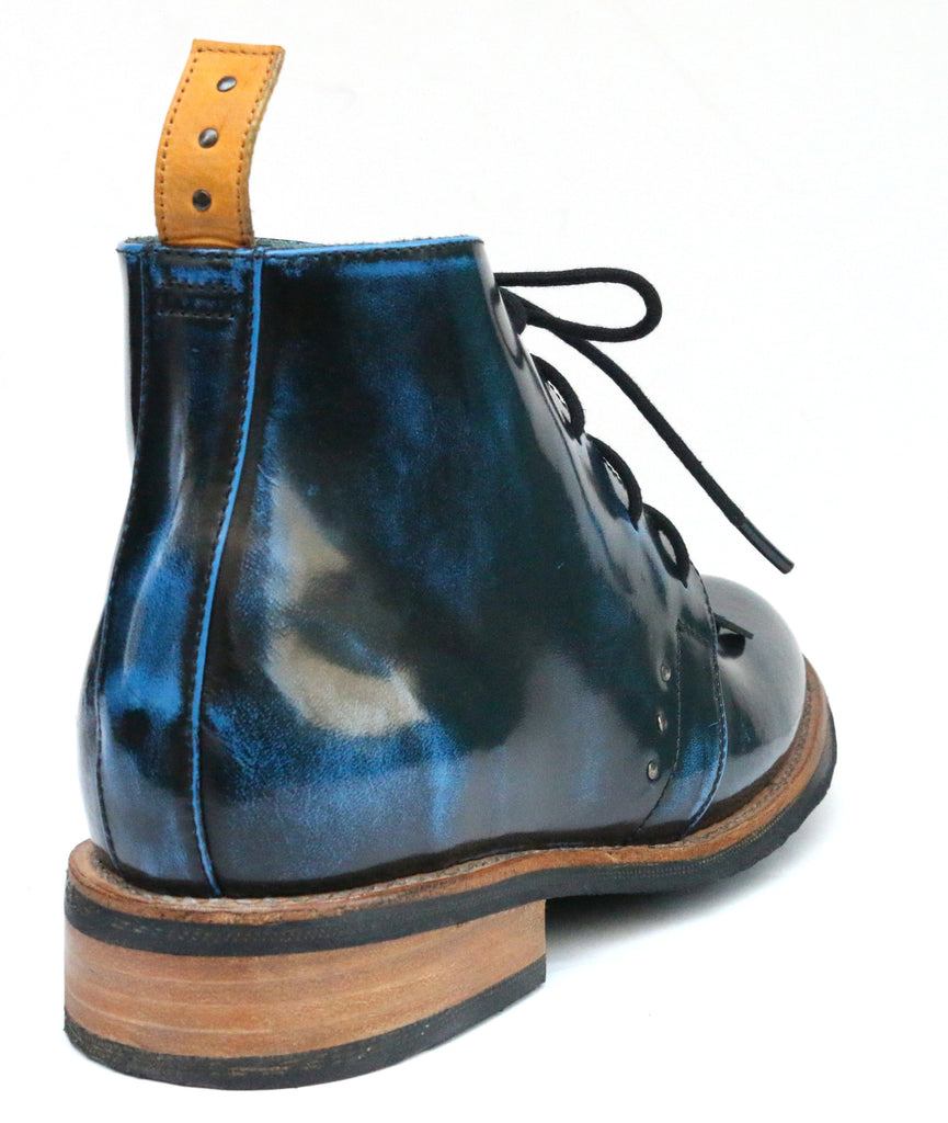 No.1048 RUNWAY chukka boot with kiltie Black blue ruboff - pskaufmanfootwear