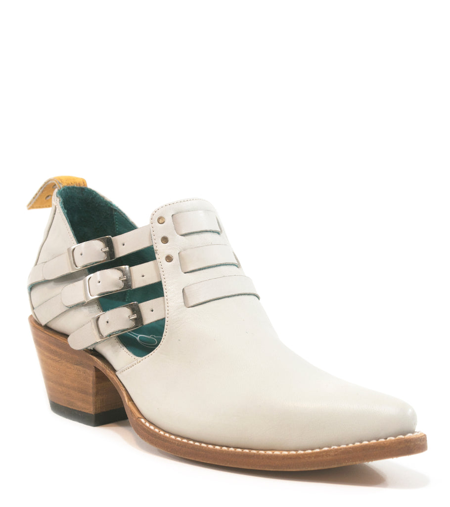 No.2023 SIDEWALK side buckle ankle boot Bone - pskaufmanfootwear