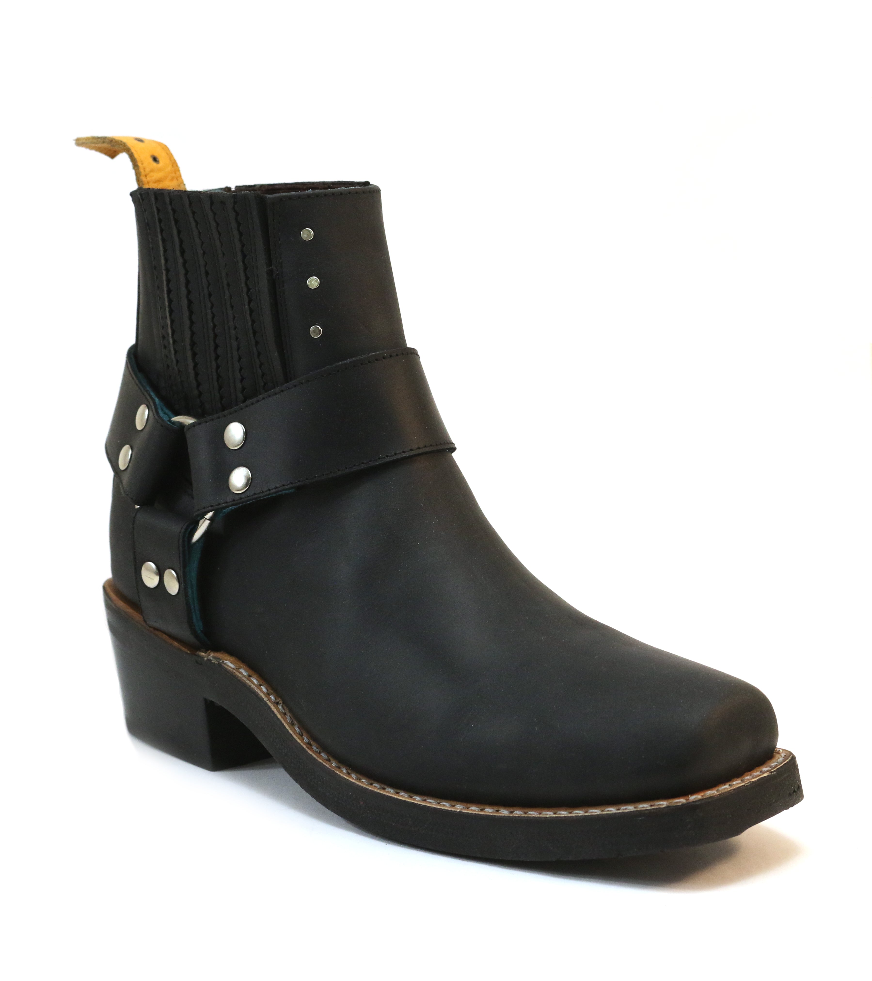 No.2037 OFFROAD ankle harness boot Black Oiled Leather