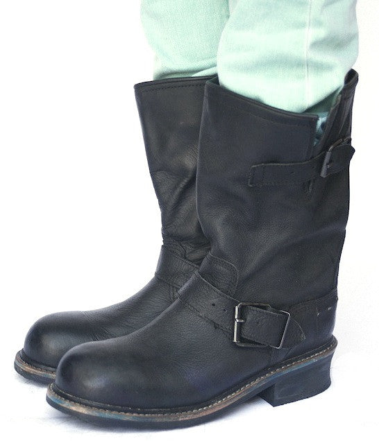 No.0002 INTERSECTION steel toe biker boot Black - pskaufmanfootwear