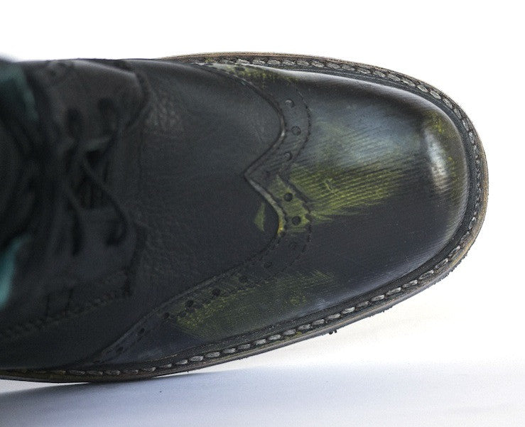 No.0008 INTERCHANGE wing tip boot Black - pskaufmanfootwear