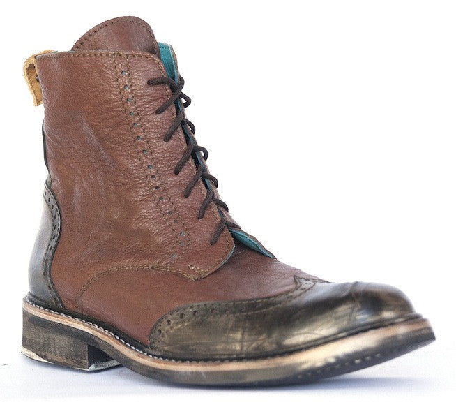 No.0008 INTERCHANGE wing tip boot Tan - pskaufmanfootwear