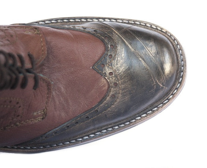 No.0008 INTERCHANGE wing tip boot Tan - pskaufmanfootwear