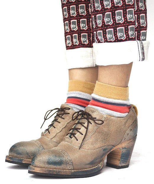 No.0019 CROSSWALK cap toe oxford Beige - pskaufmanfootwear