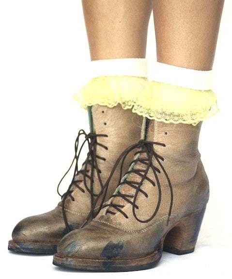 No.0036 CROSSWALK ankle lace-up boot Beige - pskaufmanfootwear