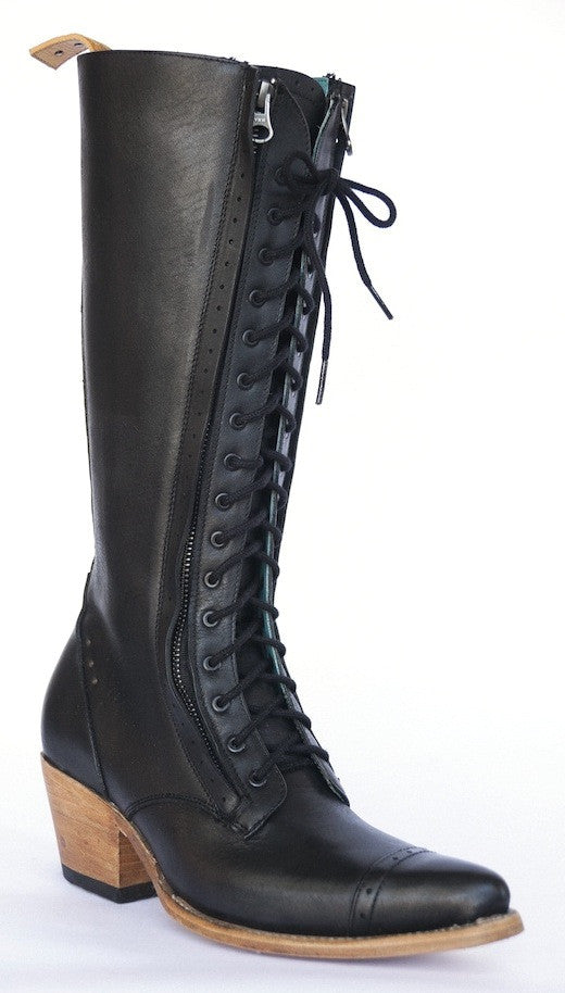 No.2002 FREEWAY lace-up knee boot Black - pskaufmanfootwear