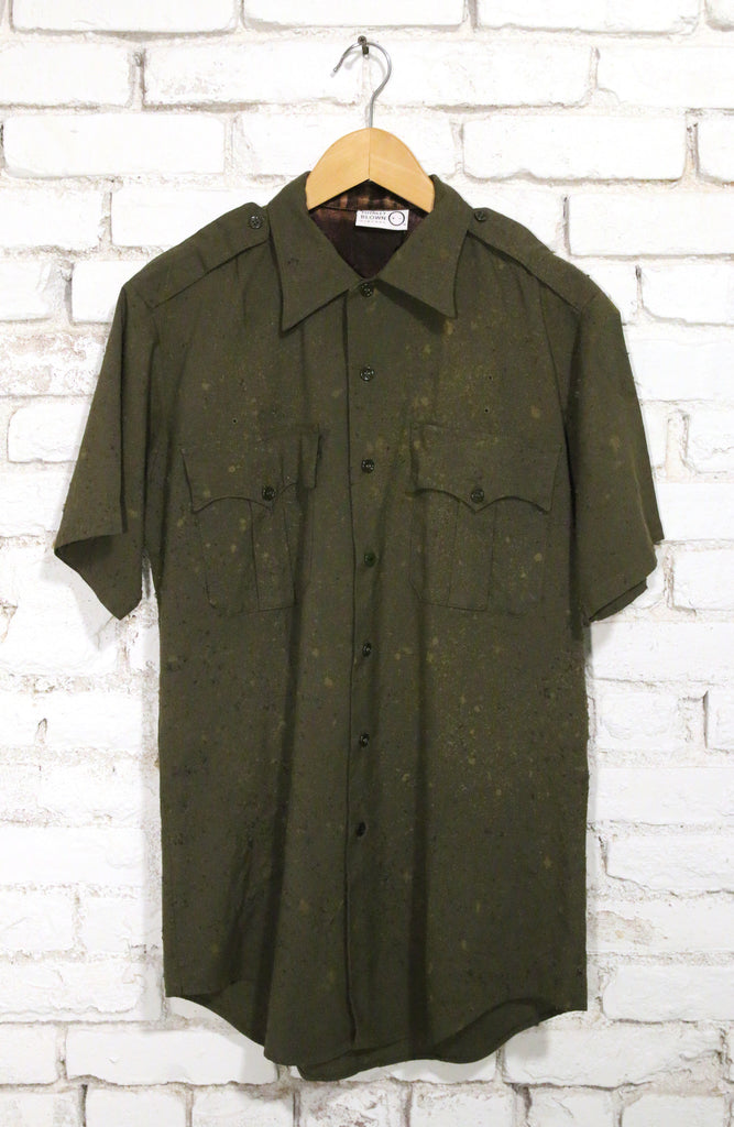 totally blown x pskaufman... olive green short sleeve w/ pockets - pskaufmanfootwear