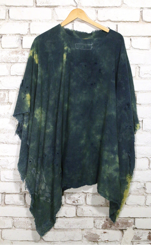 totally blown x pskaufman... blue cream tie-dye poncho - pskaufmanfootwear