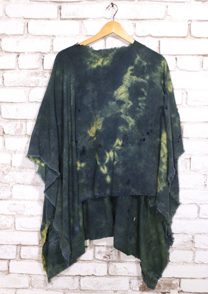 totally blown x pskaufman... blue cream tie-dye poncho - pskaufmanfootwear